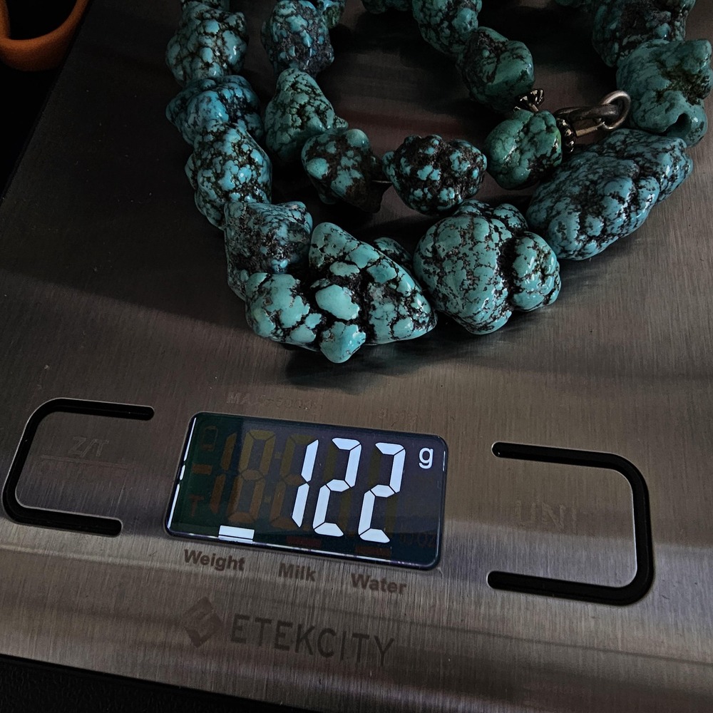 Vintage Kingman Turquoise Nugget Necklace Native American Southwestern 20in 122g - Picture 4 of 10